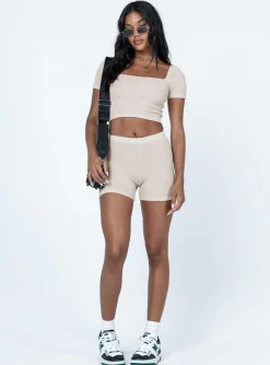 Princess Polly Catarina Bike Shorts  Beige Cheap