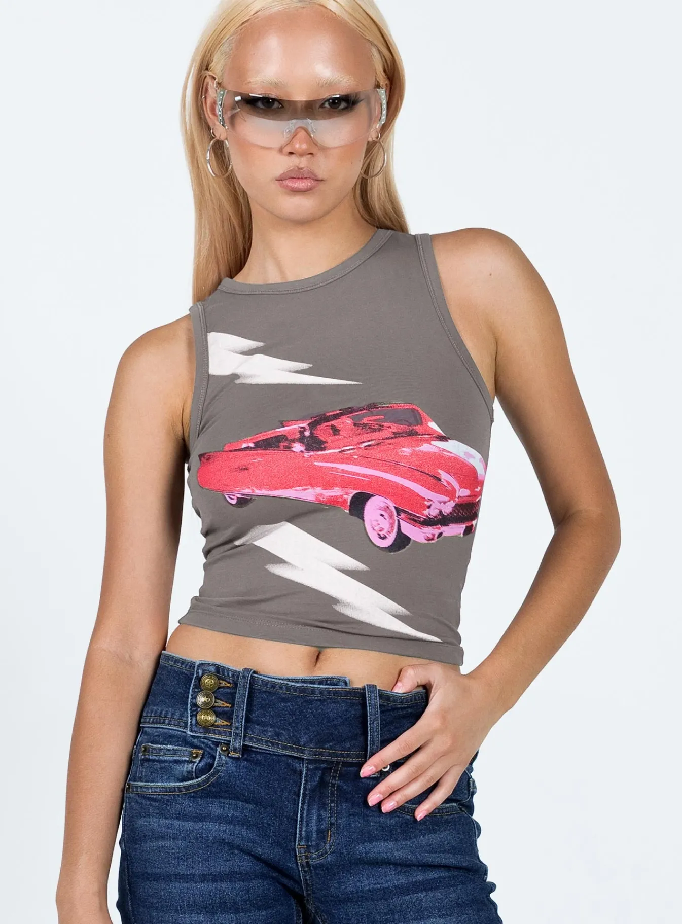 Princess Polly Catch Me Tank Top Slate Hot