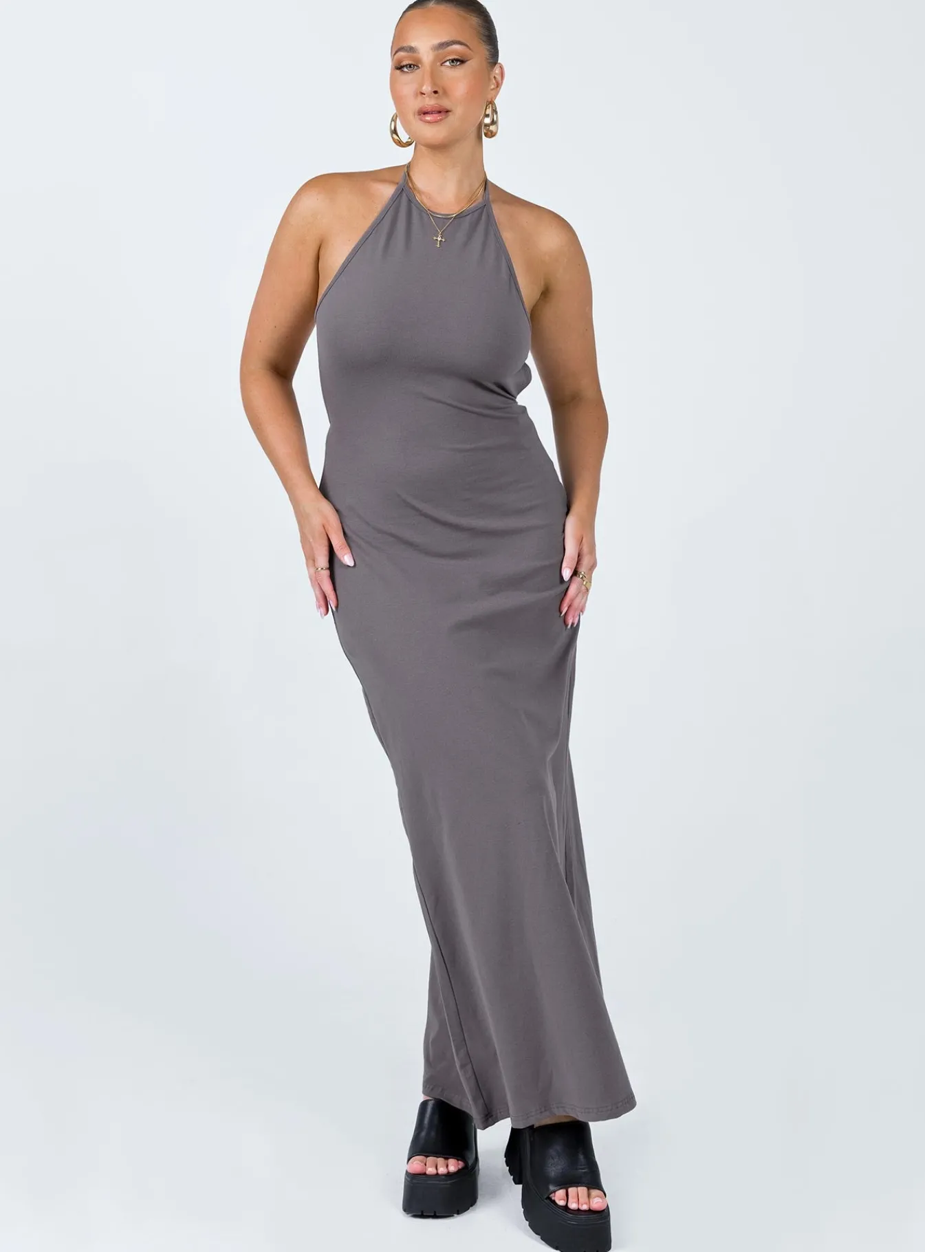 Princess Polly Caterina Maxi Dress Grey Hot
