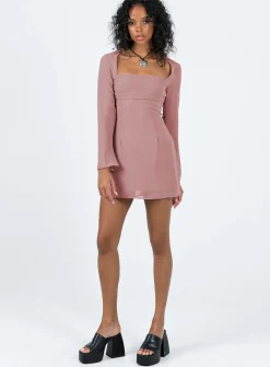 Princess Polly Cavanagh Long Sleeve Mini Dress  Dusty Pink Cheap