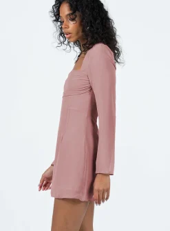 Princess Polly Cavanagh Long Sleeve Mini Dress  Dusty Pink Cheap