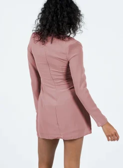 Princess Polly Cavanagh Long Sleeve Mini Dress  Dusty Pink Cheap