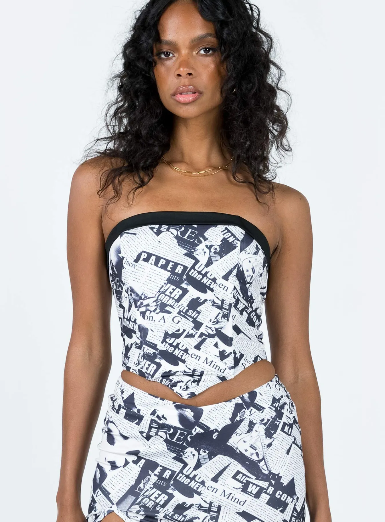 Princess Polly Cazale Strapless Top Black / White Discount