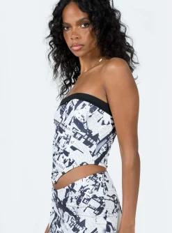 Princess Polly Cazale Strapless Top Black / White Discount