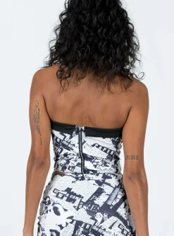 Princess Polly Cazale Strapless Top Black / White Discount