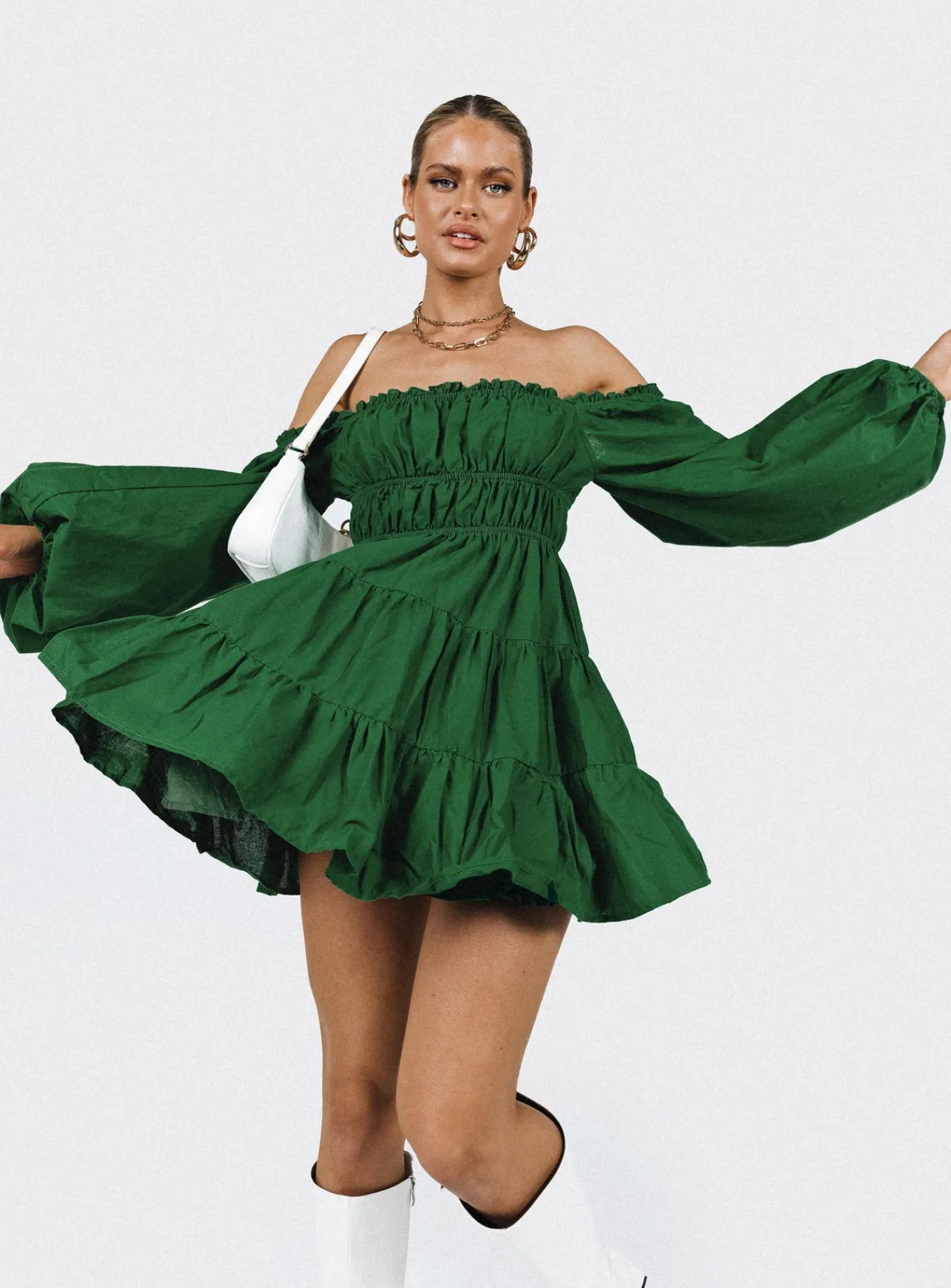 Princess Polly Ceara Long Sleeve Mini Dress Green Shop