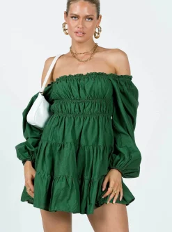 Princess Polly Ceara Long Sleeve Mini Dress  Green Shop