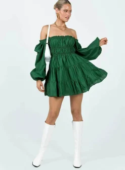 Princess Polly Ceara Long Sleeve Mini Dress Green Shop