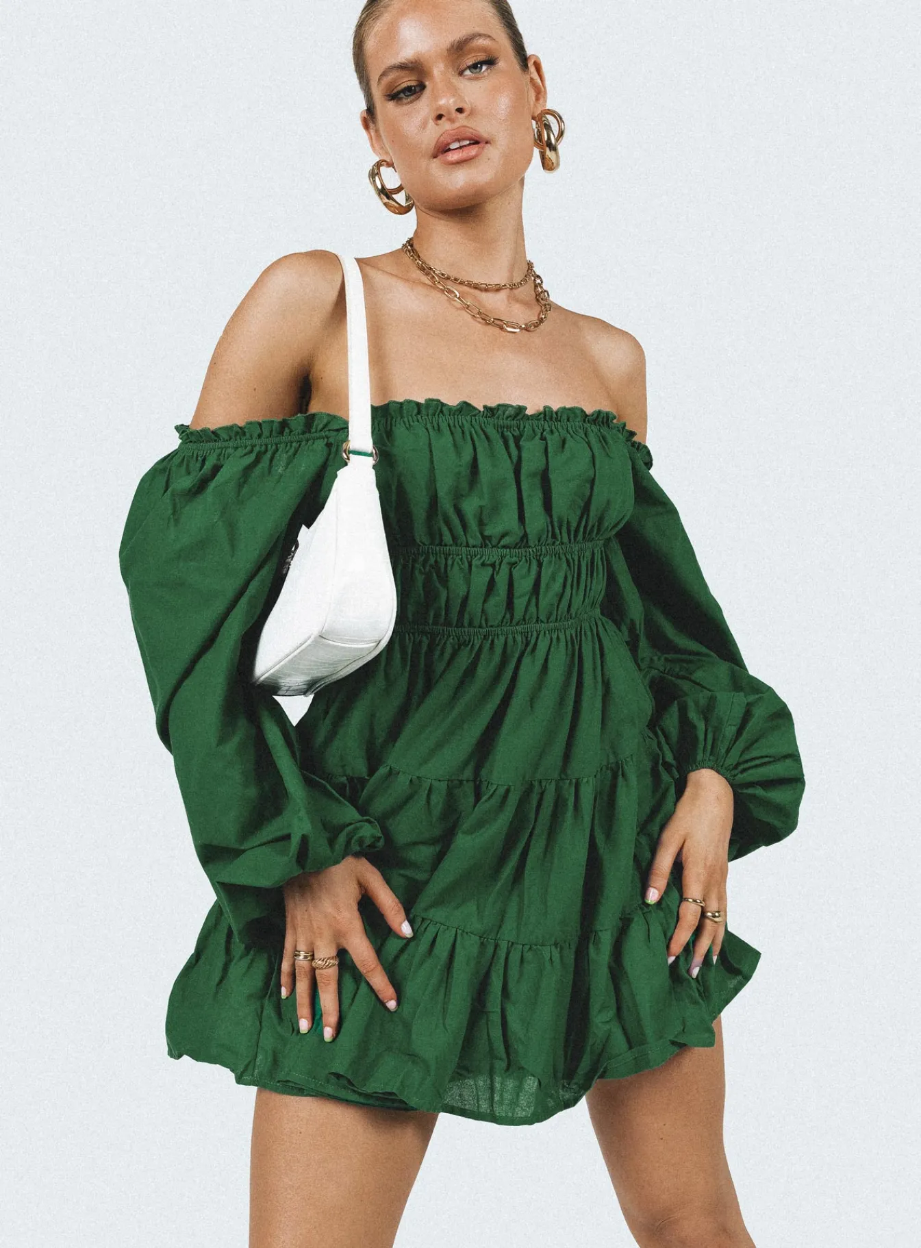 Princess Polly Ceara Long Sleeve Mini Dress Green Shop