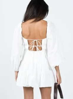 Princess Polly Ceara Long Sleeve Mini Dress White New