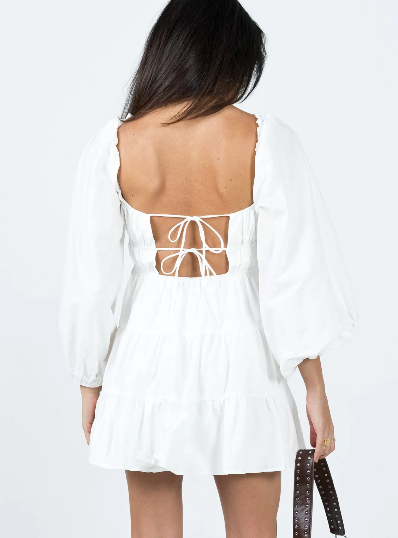 Princess Polly Ceara Long Sleeve Mini Dress White New
