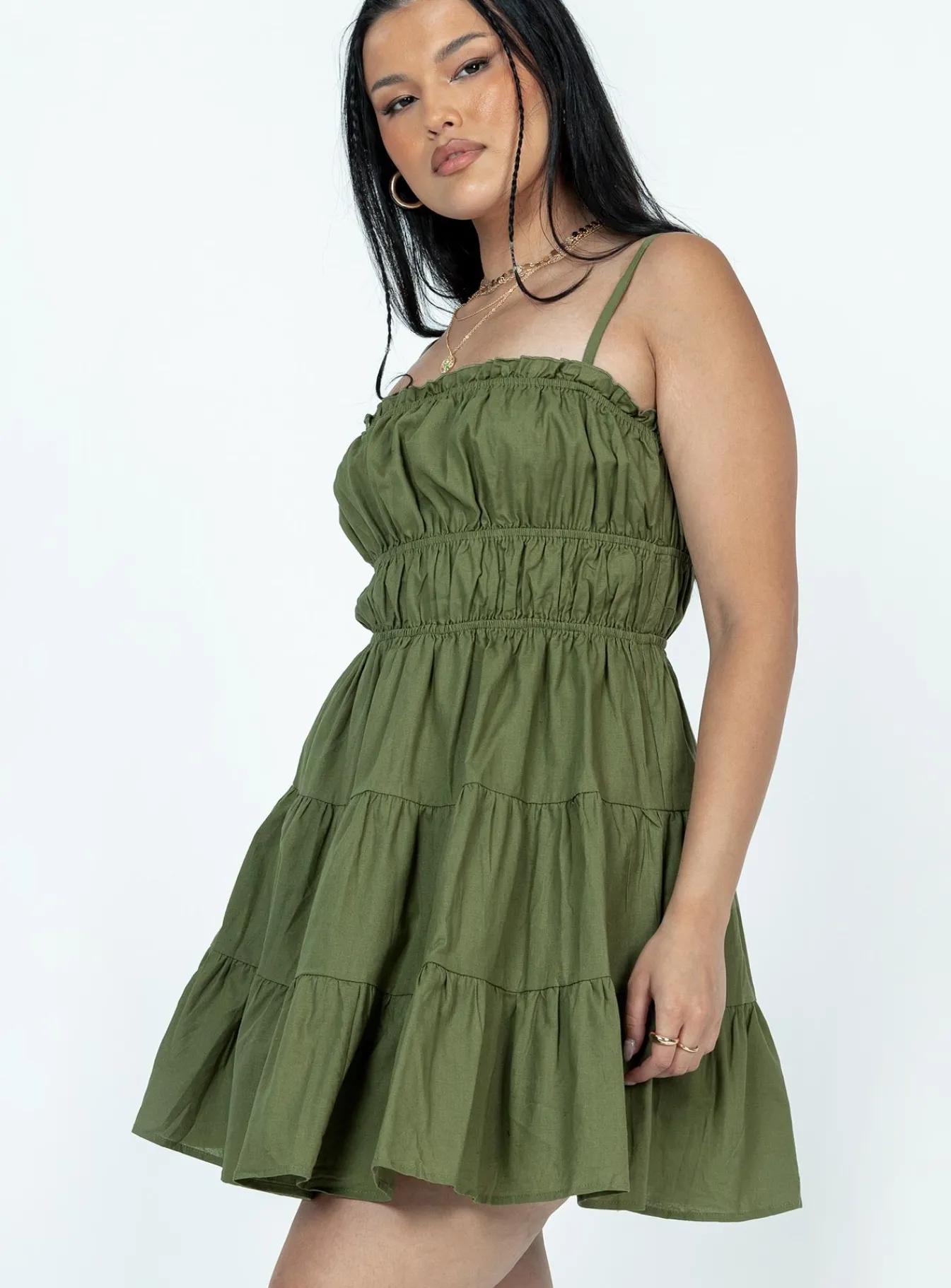 Princess Polly Ceara Mini Dress Khaki Discount