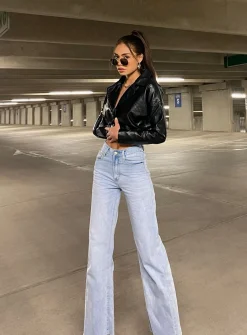 Princess Polly Cece Hammer Wide Leg Jeansdenim   Vintage Blue Store