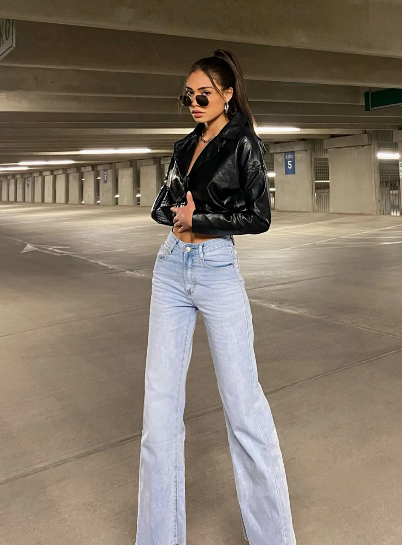 Princess Polly Cece Hammer Wide Leg Jeansdenim Vintage Blue Store