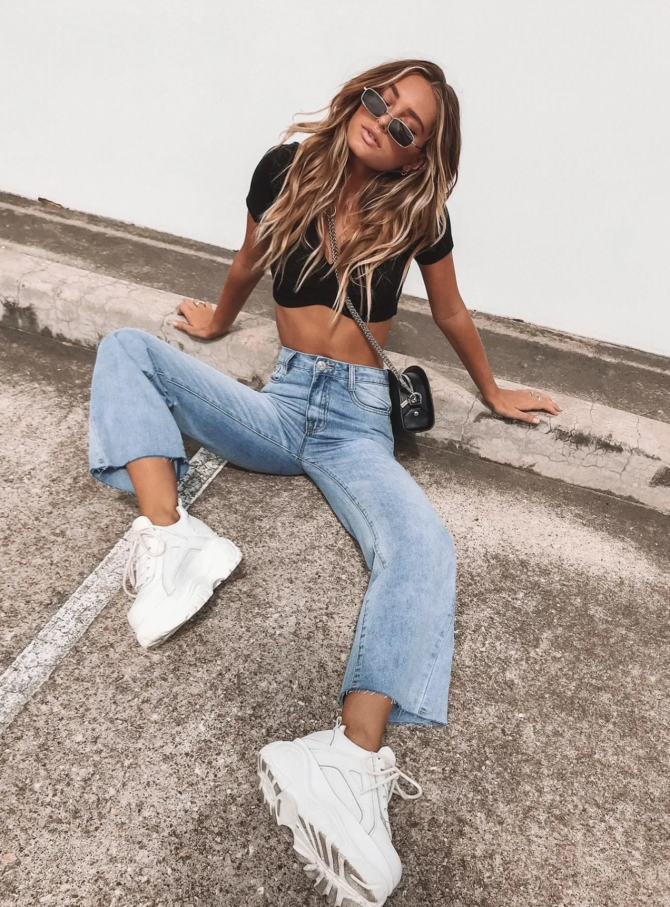 Princess Polly Cece Hammer Wide Leg Jeansdenim Vintage Blue Store