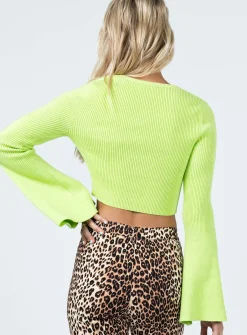 Princess Polly Cedarwood Flare Sleeve Cardigan  Green Shop