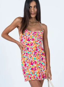 Princess Polly Celena Mini Dress Rainbow Floral Multi Hot