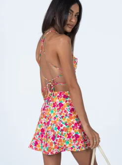 Princess Polly Celena Mini Dress Rainbow Floral Multi Hot