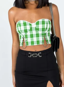 Princess Polly Celestia Strapless Top  Green Discount