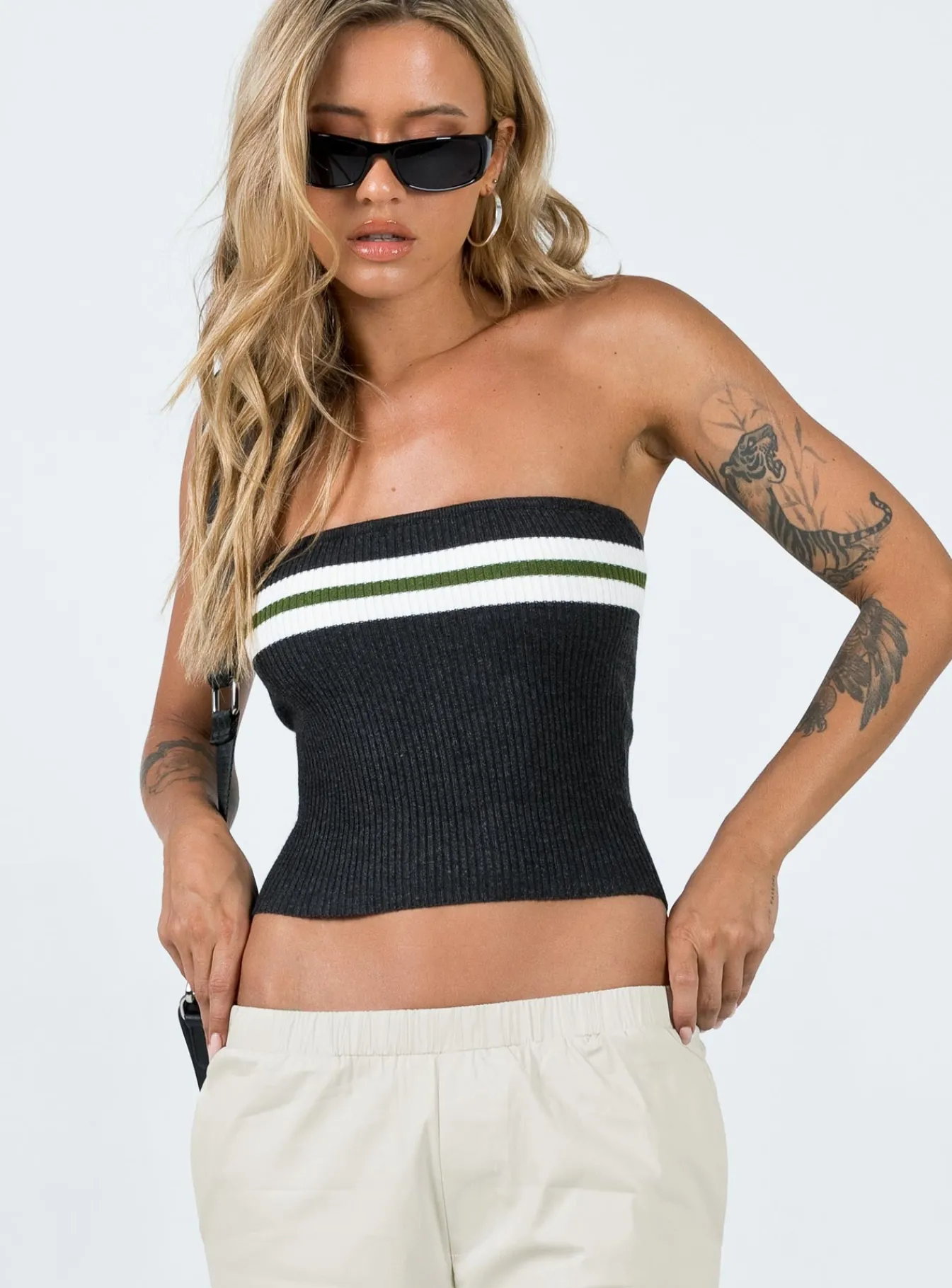 Princess Polly Cello Racing Tube Top Slate Flash Sale