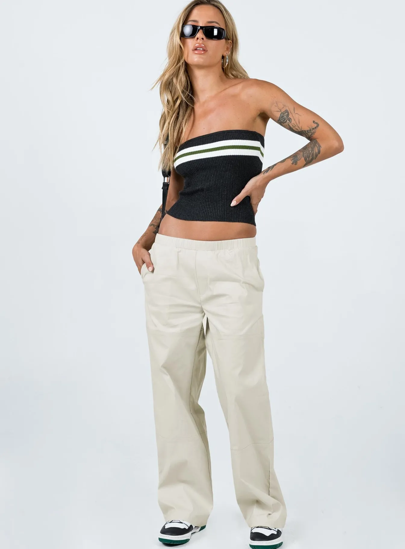 Princess Polly Cello Racing Tube Top Slate Flash Sale