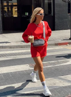 Princess Polly Cenzo Track Shorts  Red Clearance