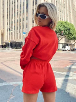 Princess Polly Cenzo Track Shorts  Red Clearance