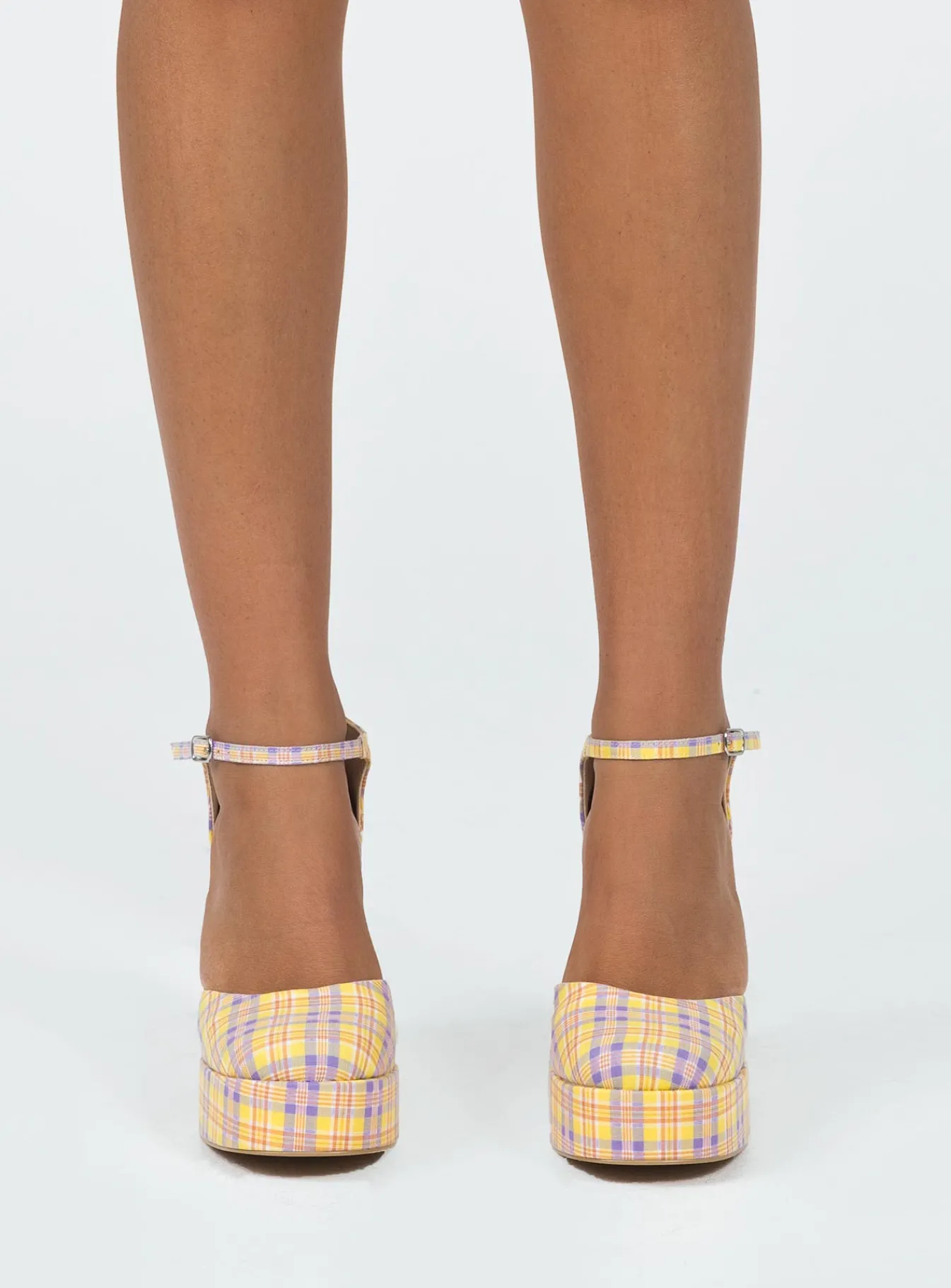 Princess Polly Chabert Platform Heels/ Check Yellow Discount