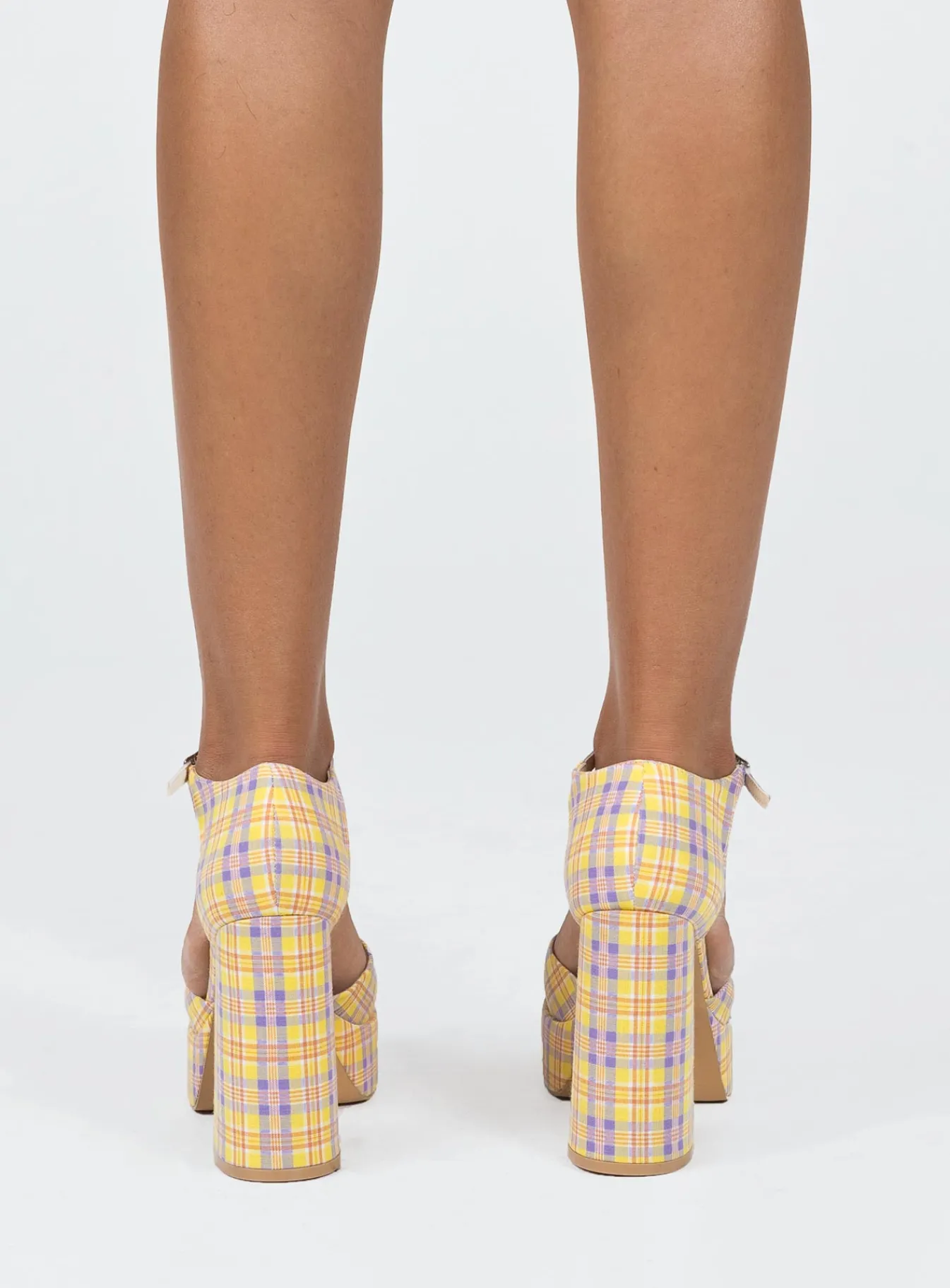 Princess Polly Chabert Platform Heels/ Check Yellow Discount
