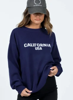Princess Polly Chad Knit Sweater  Navy Flash Sale