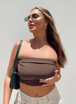 Princess Polly Chadwick Top  Brown Flash Sale