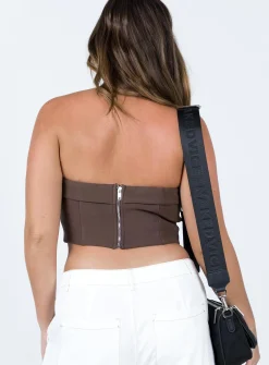 Princess Polly Chadwick Top  Brown Flash Sale