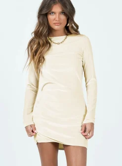 Princess Polly Chalene Velour Mini Dress  Cream Discount