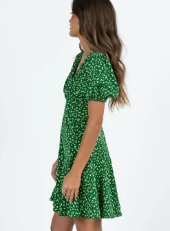 Princess Polly Chalmer Mini Dress  Green Floral Cheap
