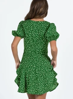 Princess Polly Chalmer Mini Dress  Green Floral Cheap