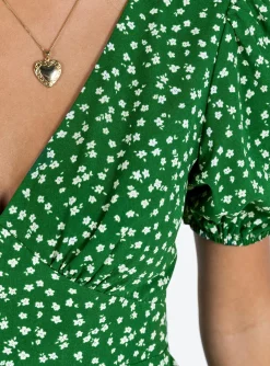 Princess Polly Chalmer Mini Dress  Green Floral Cheap