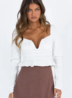 Princess Polly Chambers Top  White Cheap