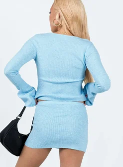 Princess Polly Change Of Heart Knit Mini Skirt Blue Hot