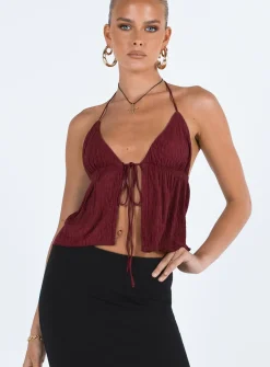 Princess Polly Chantria Top Burgundy Best Sale
