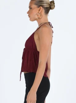 Princess Polly Chantria Top Burgundy Best Sale