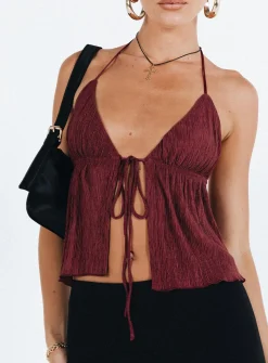 Princess Polly Chantria Top Burgundy Best Sale