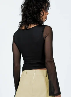 Princess Polly Chapman Long Sleeve Top Black Clearance