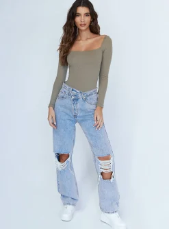 Princess Polly Charlotte Bodysuit Khaki Flash Sale