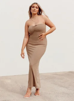 Princess Polly Charm Strapless Maxi Dress Brown Cheap