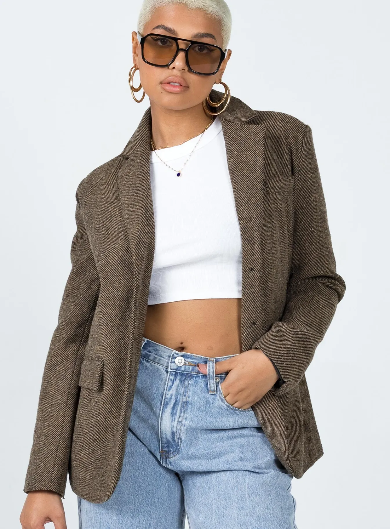 Princess Polly Charter Blazer Brown Outlet