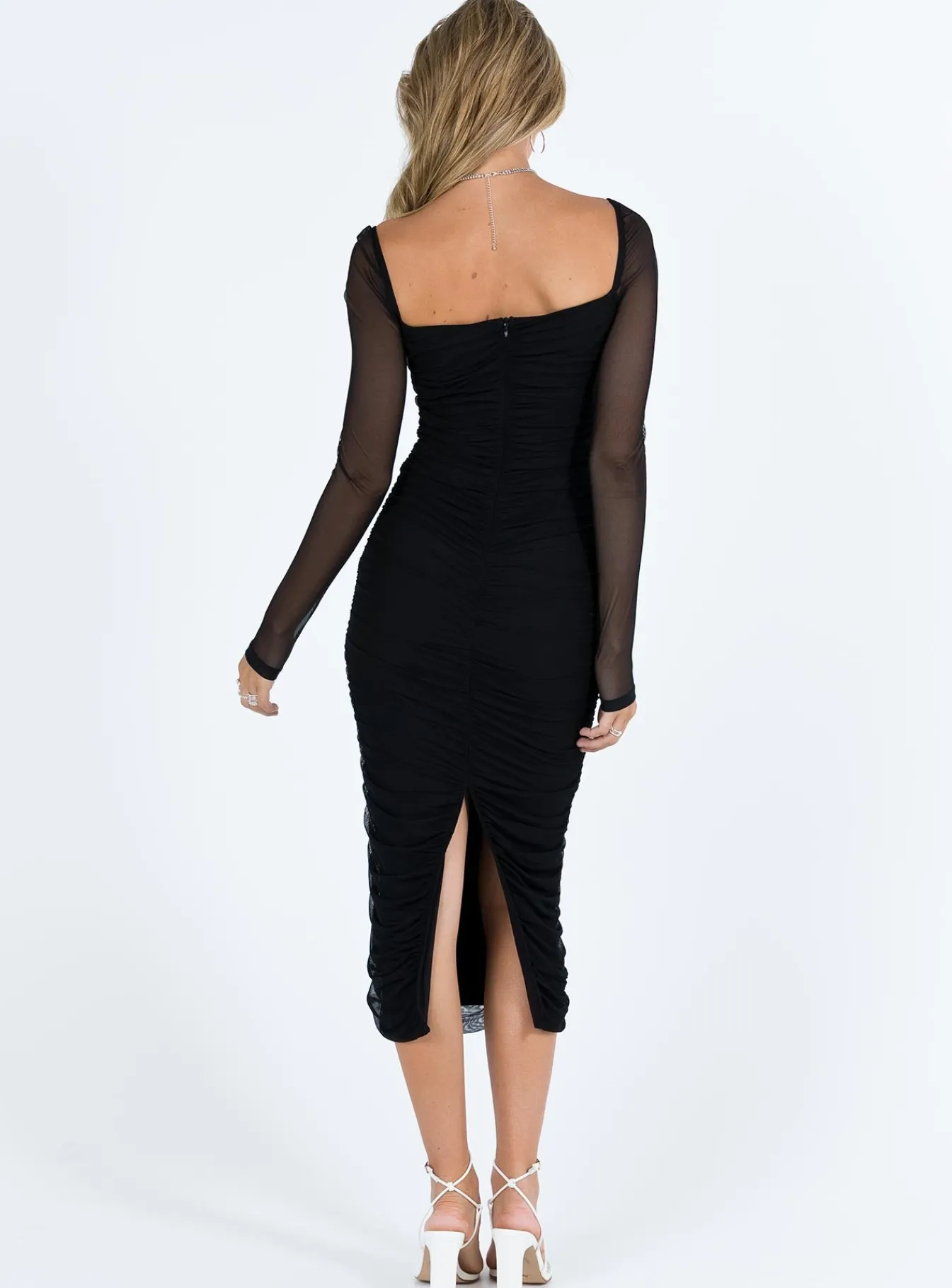 Princess Polly Charvi Long Sleeve Midi Dress Black Cheap