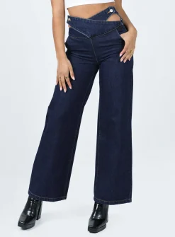 Princess Polly Chaser V Waist Jeans  Indigo Clearance