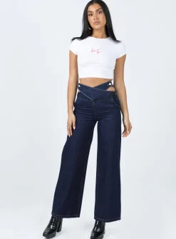 Princess Polly Chaser V Waist Jeans Indigo Clearance