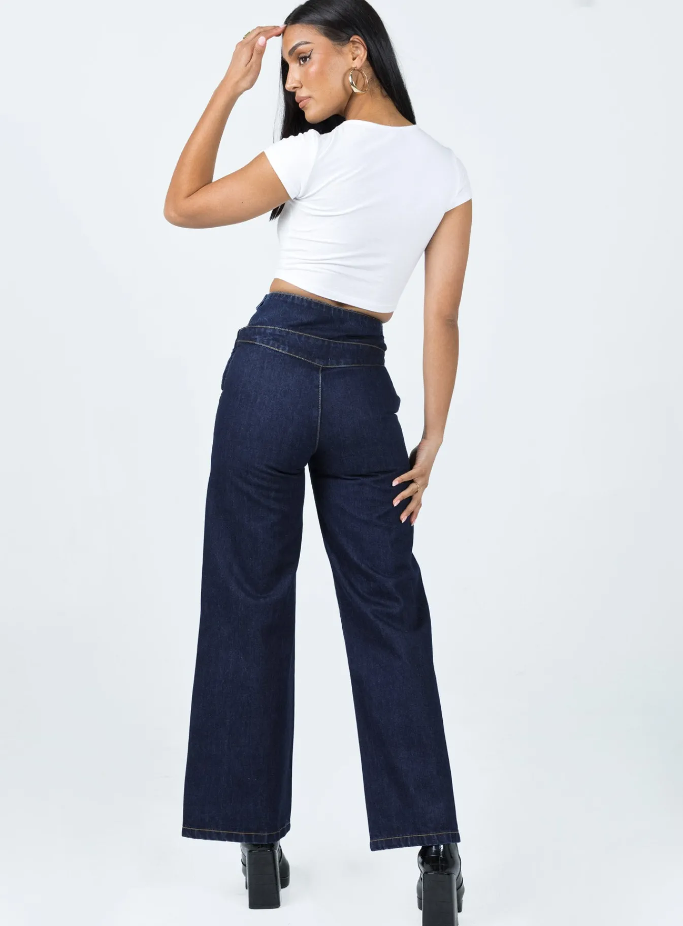 Princess Polly Chaser V Waist Jeans Indigo Clearance