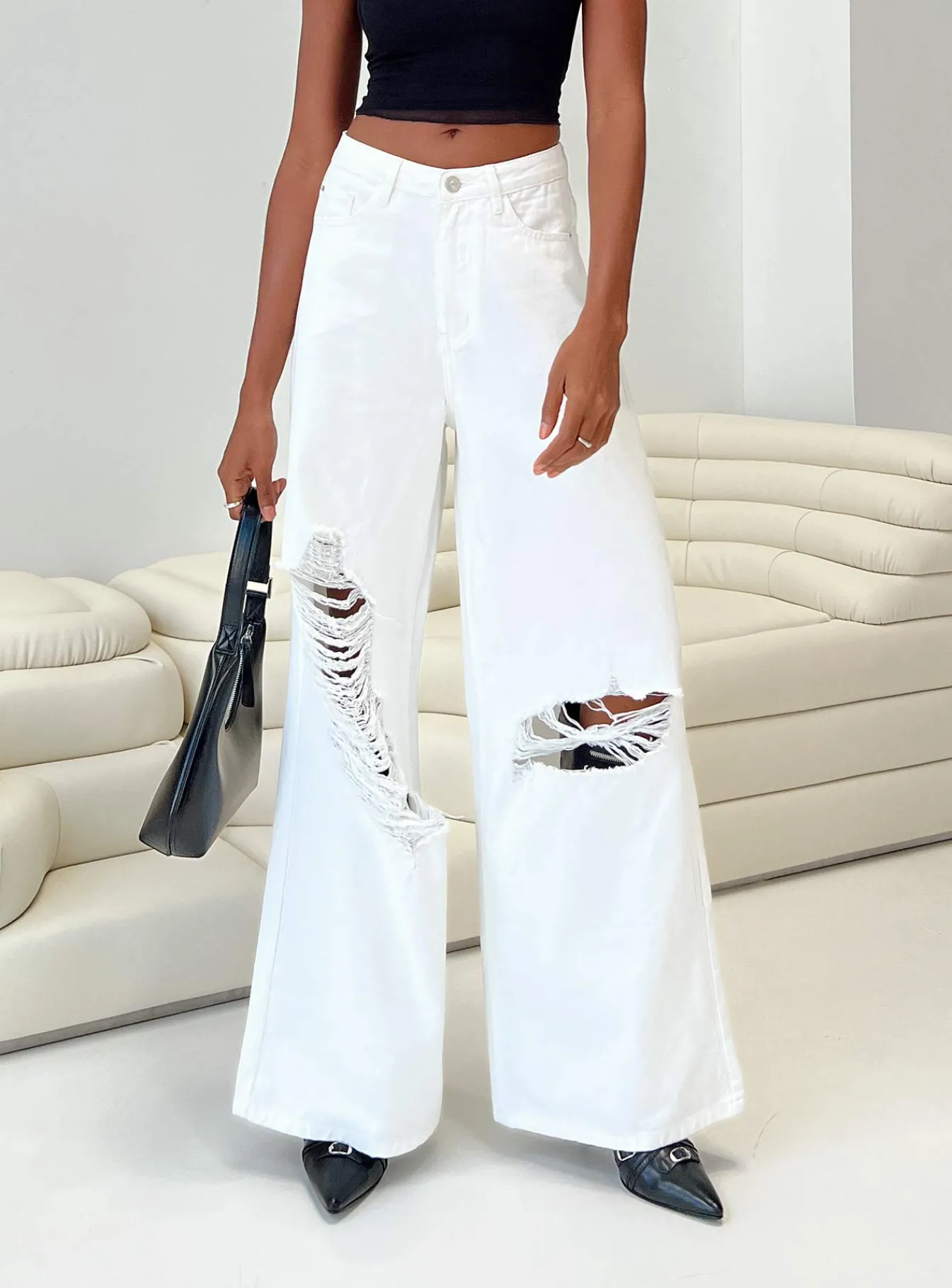 Princess Polly Chavez Wide Leg Jeansdenim White Online